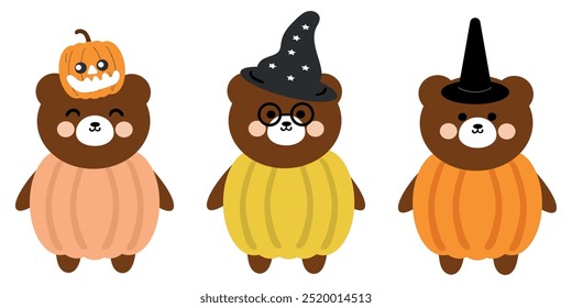 Hand drawing cartoon animals with halloween vibes. cute sticker for halloween, doodle set