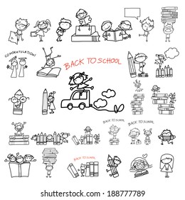 hand drawing cartoon back to school