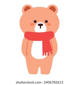 hand drawing cartoon bear. cute animal sticker for kids, cute animal doodle
