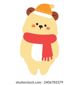 hand drawing cartoon bear. cute animal sticker for kids, cute animal doodle