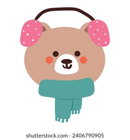 pegatina del oso de dibujos animados a mano. dibujo de animales adorables para pegatinas de invierno, icono