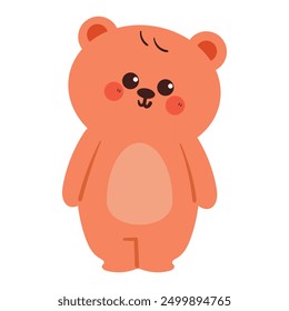 Dibujo a mano de la etiqueta engomada del oso de la historieta. dibujo animal lindo, doodle