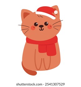 hand drawing cartoon cat. cute cat drawing, doodle for christmas and winter sticker
