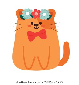 hand drawing cartoon cat sticker. cute animal drawing for icon