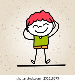 hand drawing cartoon character abstract happy kids 