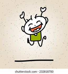 hand drawing cartoon character abstract happy kids 