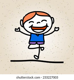 hand drawing cartoon character abstract happy kids 