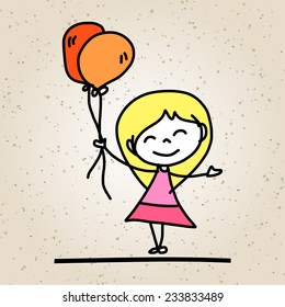 hand drawing cartoon character abstract happy kids 