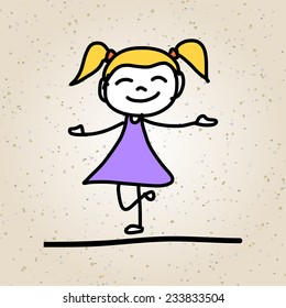 hand drawing cartoon character abstract happy kids 