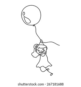 hand drawing cartoon character abstract concept happy kids