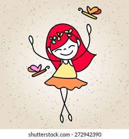 hand drawing cartoon character abstract concept happy kids