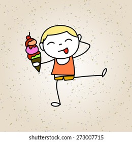 hand drawing cartoon character abstract concept happy kids