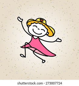 hand drawing cartoon character abstract concept happy kids