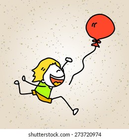 hand drawing cartoon character abstract concept happy kids