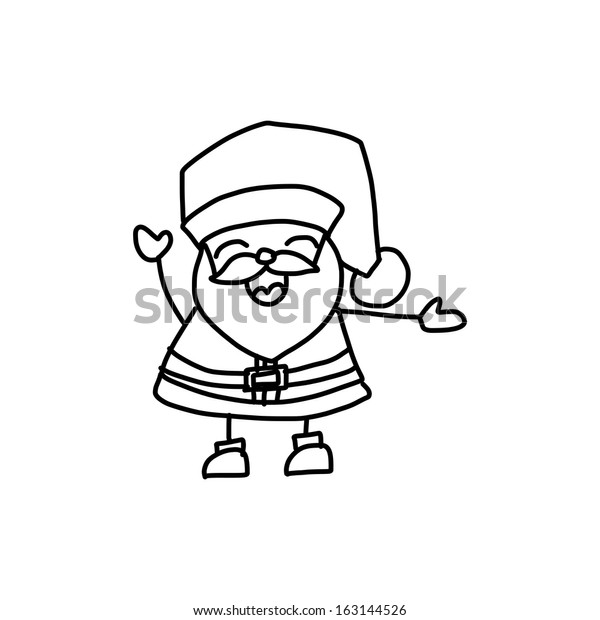 Hand Drawing Cartoon Character Christmas Santa Stock Image