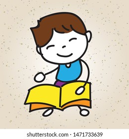 Hand drawing cartoon character education back to school happy kid background. Vector illustration EPS10