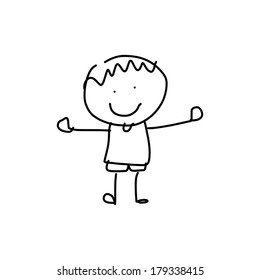 hand drawing cartoon character happiness