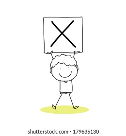 hand drawing cartoon character happiness alphabet