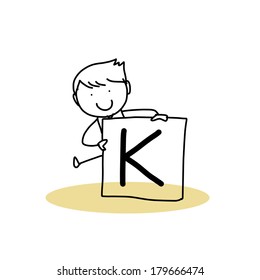 hand drawing cartoon character happiness alphabet