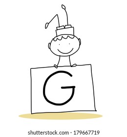hand drawing cartoon character happiness alphabet