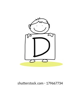 hand drawing cartoon character happiness alphabet