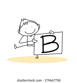 hand drawing cartoon character happiness alphabet