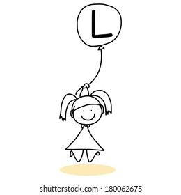 hand drawing cartoon character happiness alphabet