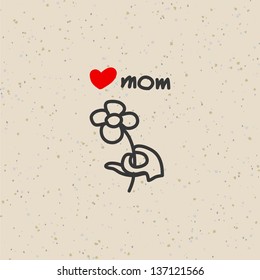 hand drawing cartoon character happy mother's day
