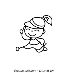 hand drawing cartoon character happy kids, girls, abstract people vector illustration. eps10