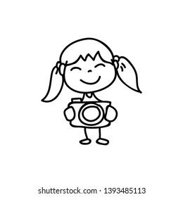 hand drawing cartoon character happy kids, girls, abstract people vector illustration. eps10