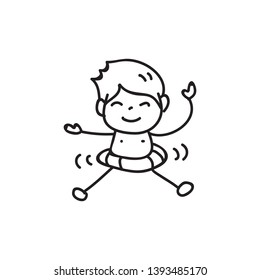 hand drawing cartoon character happy kids, boys, abstract people vector illustration. eps10