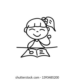 hand drawing cartoon character happy kids, girls, abstract people vector illustration. eps10