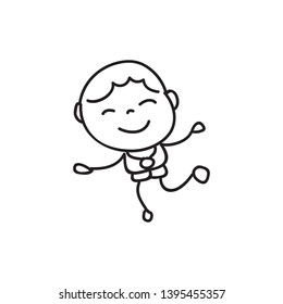 hand drawing cartoon character happy kids, boys, abstract people vector illustration. eps10