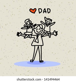 hand drawing cartoon character happy family