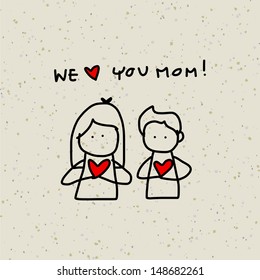 hand drawing cartoon character happy family