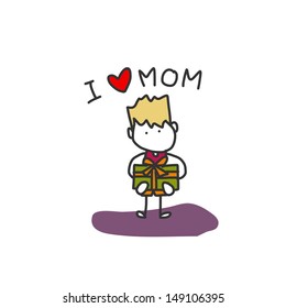 hand drawing cartoon character happy family