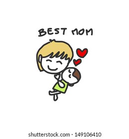 hand drawing cartoon character happy family