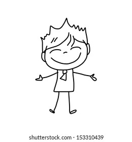 hand drawing cartoon character happy life