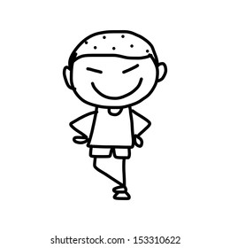 hand drawing cartoon character happy life