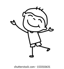 hand drawing cartoon character happy life