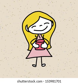 hand drawing cartoon character happy people
