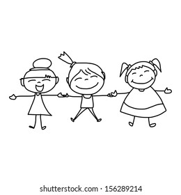 hand drawing cartoon character happy people
