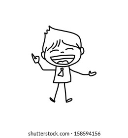 hand drawing cartoon character happy business person