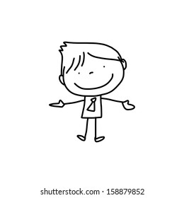 hand drawing cartoon character happy business person