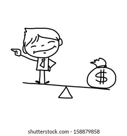 hand drawing cartoon character happy business person