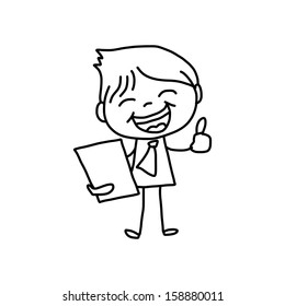 hand drawing cartoon character happy business person