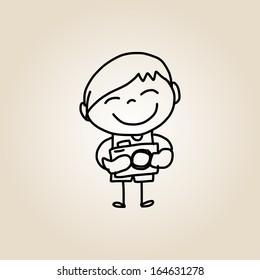 hand drawing cartoon character happy life
