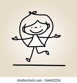 hand drawing cartoon character happy life