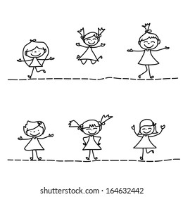 hand drawing cartoon character happy life