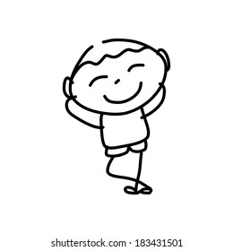 hand drawing cartoon character happy kids playing